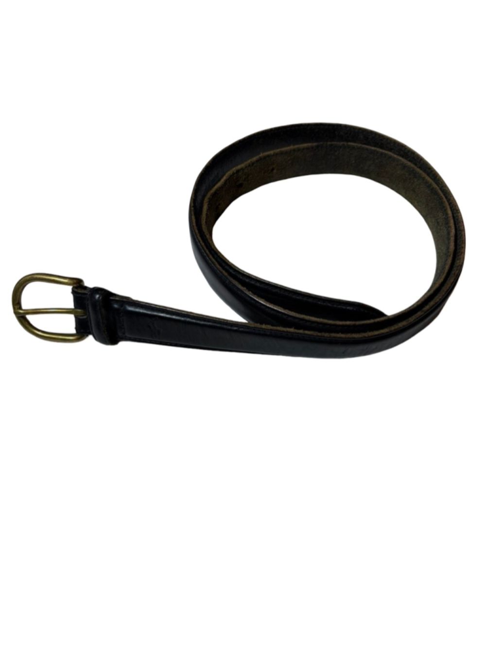 Polo Ralph Lauren Black Leather Skinny Belt Brass Buckle No Size